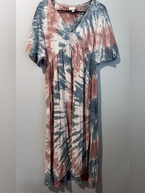 Knox Rose Tie-Dye Maxi Dress in Slate Blue & Dusty Rose